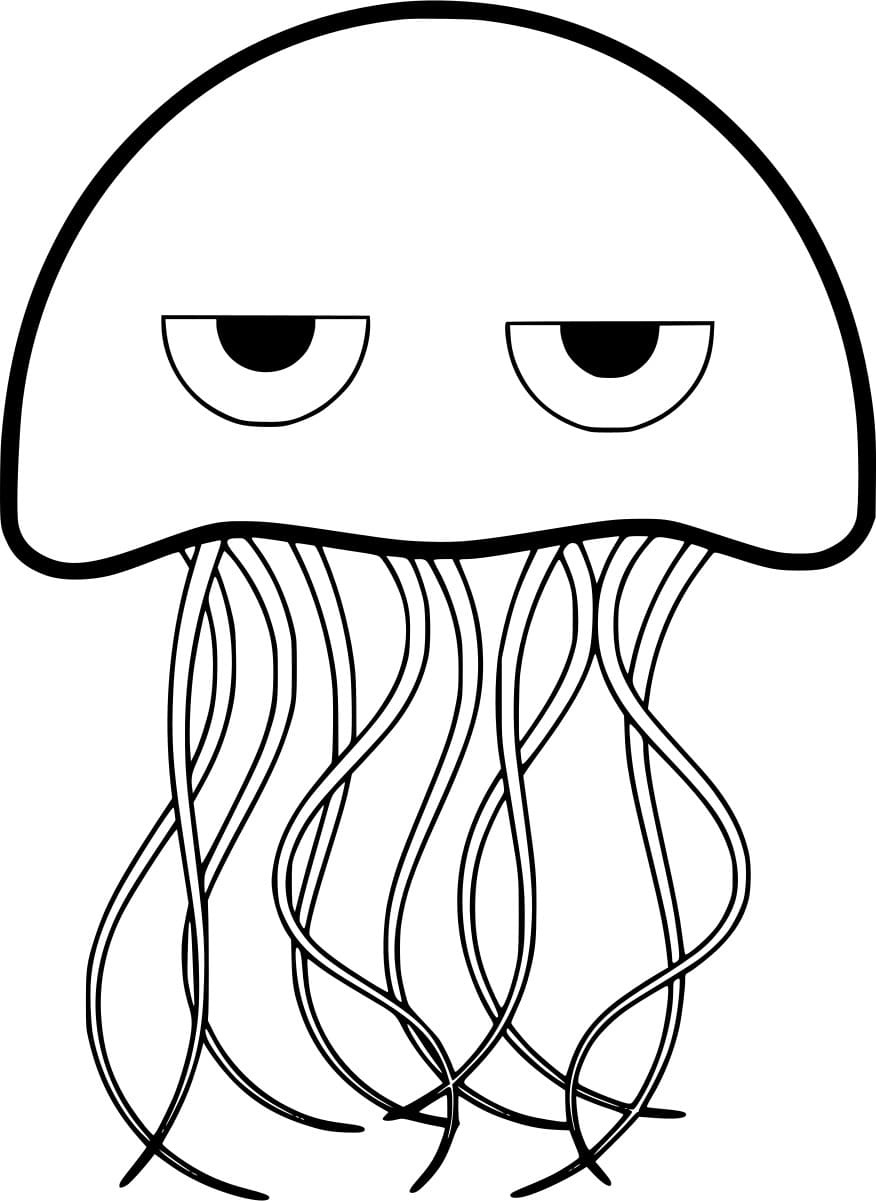 Easy Cartoon Jellyfish Coloring Page