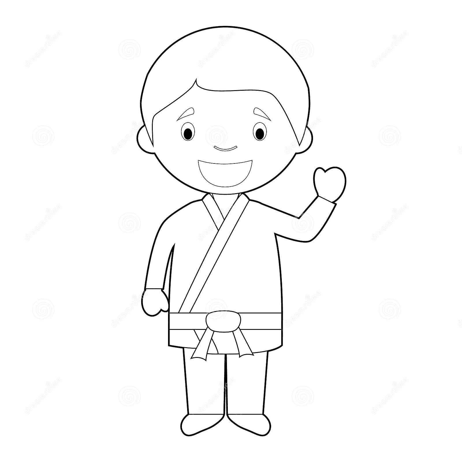 Easy Coloring Cartoon Vector Illustration Of A Karate