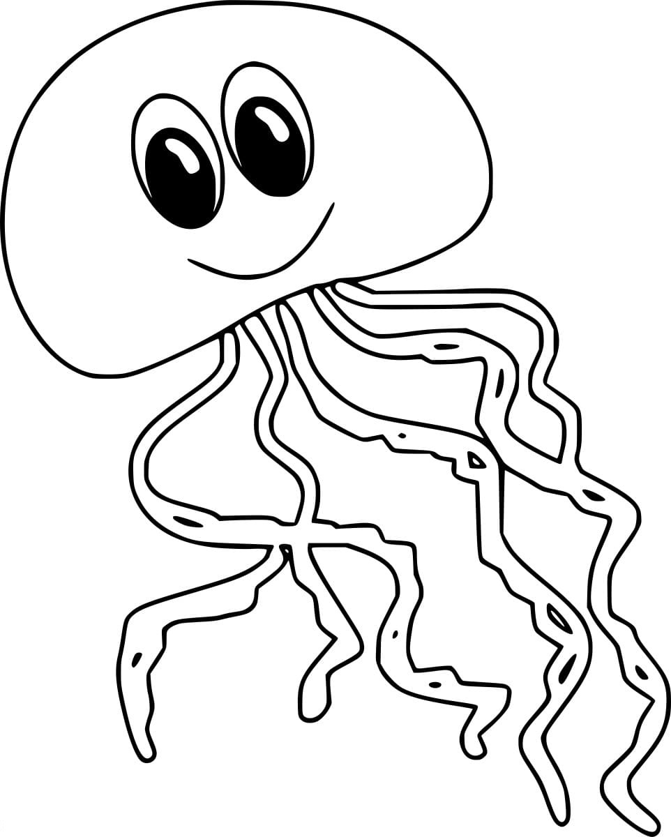 Easy Cute Jellyfish Image Coloring Page