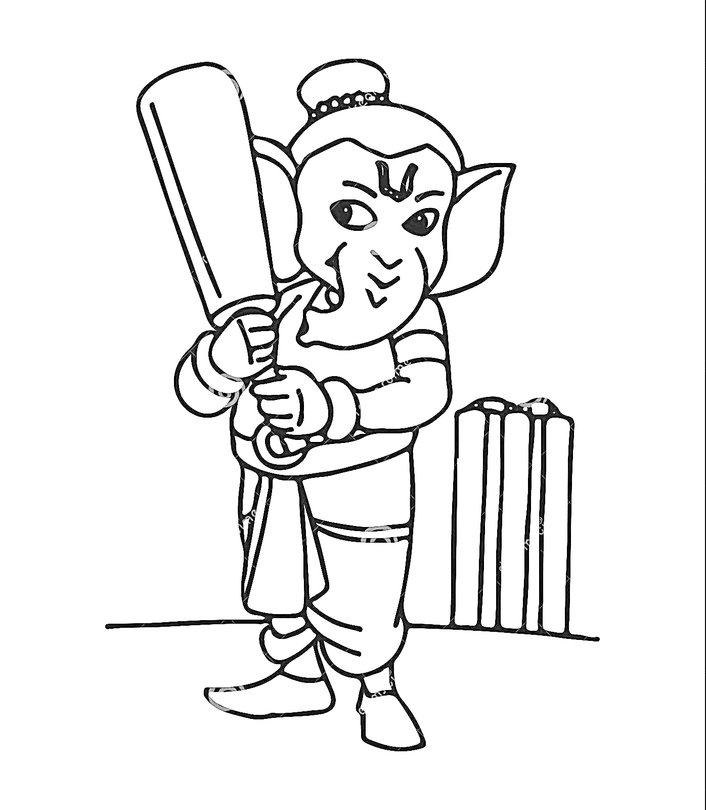 Elephant Cricket Coloring Page