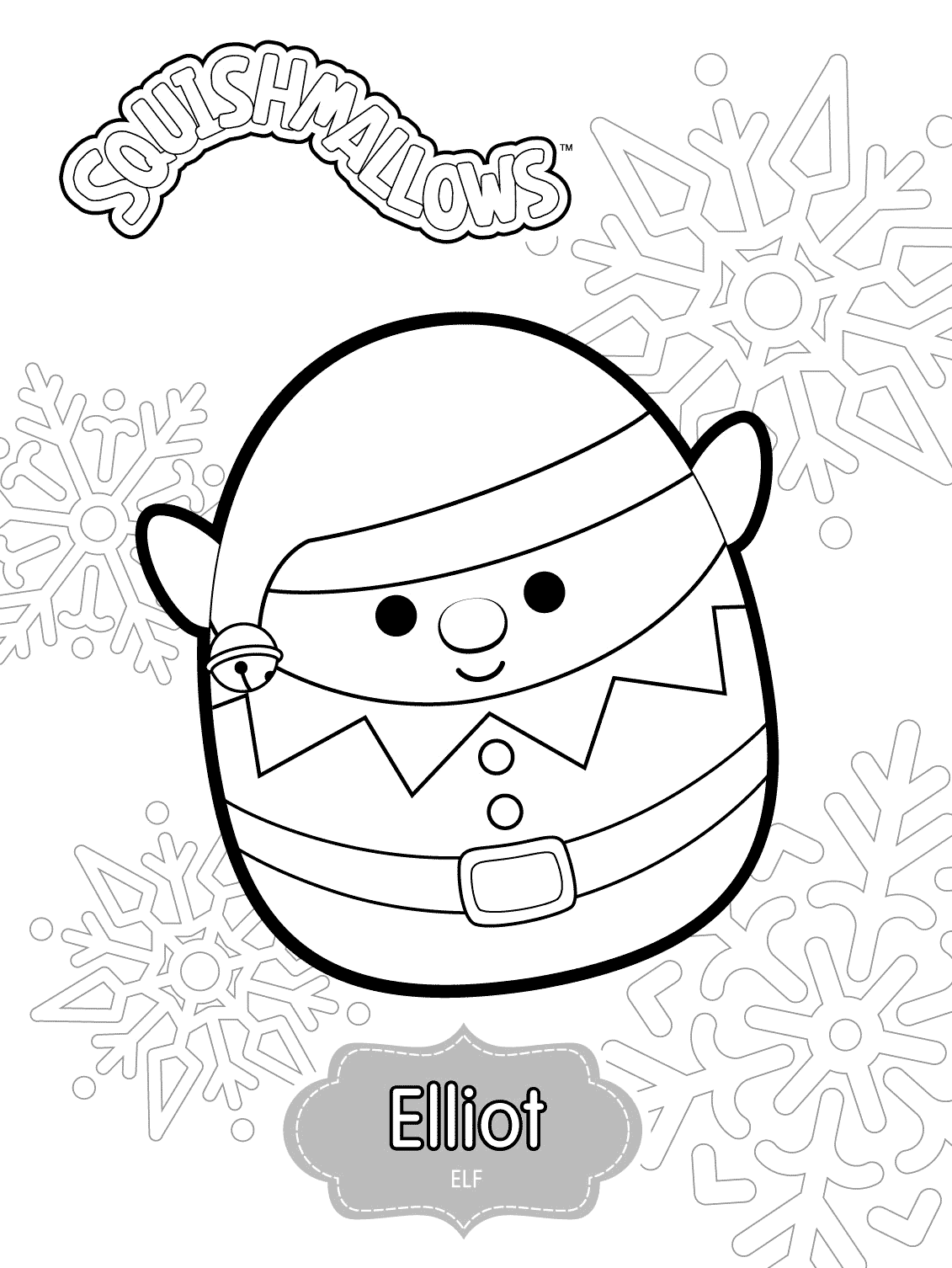 Elliot The Elf From Squishmallows Coloring Page