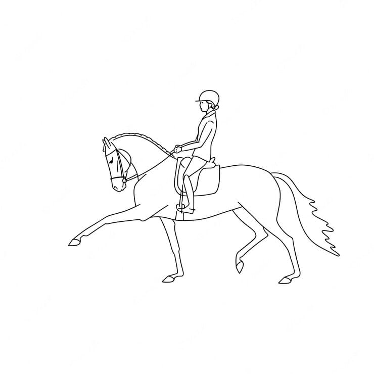 Equestrian Athlete Horse Demonstrate Super Trot Coloring Page