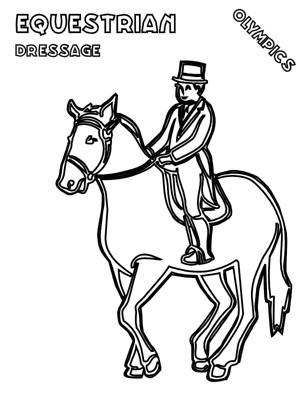 Equestrian Athlete Horse For Kids Coloring Page