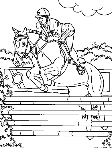 Equestrian Jumping Contest Coloring Page