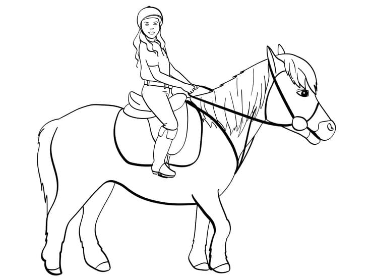 Equestrian Sport Children Vector Coloring Page