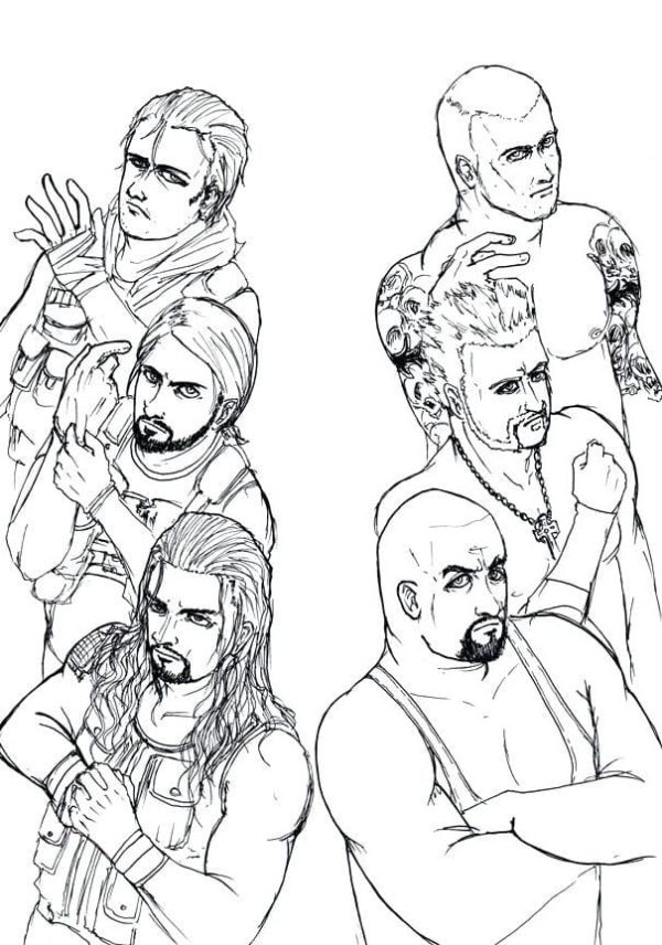 Fashionable And Stylish Wrestlers Coloring Page