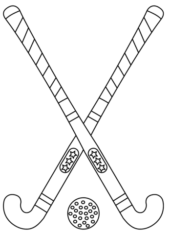 Field Hockey Stick and Ball Coloring Page