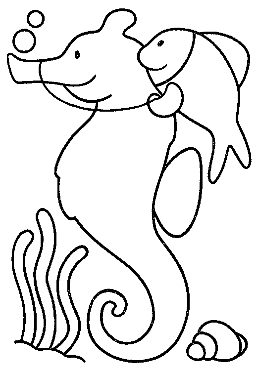 Fish On A Seahorse Coloring Page