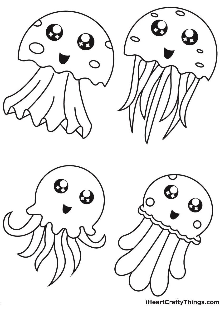 Four Box Jellyfish For Kids Coloring Page