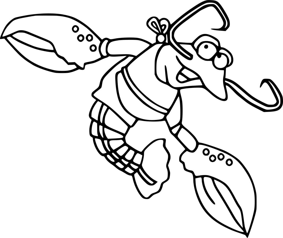 Funny Cartoon Lobster Coloring Page