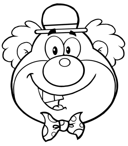 Funny Clown Head Image Coloring Page
