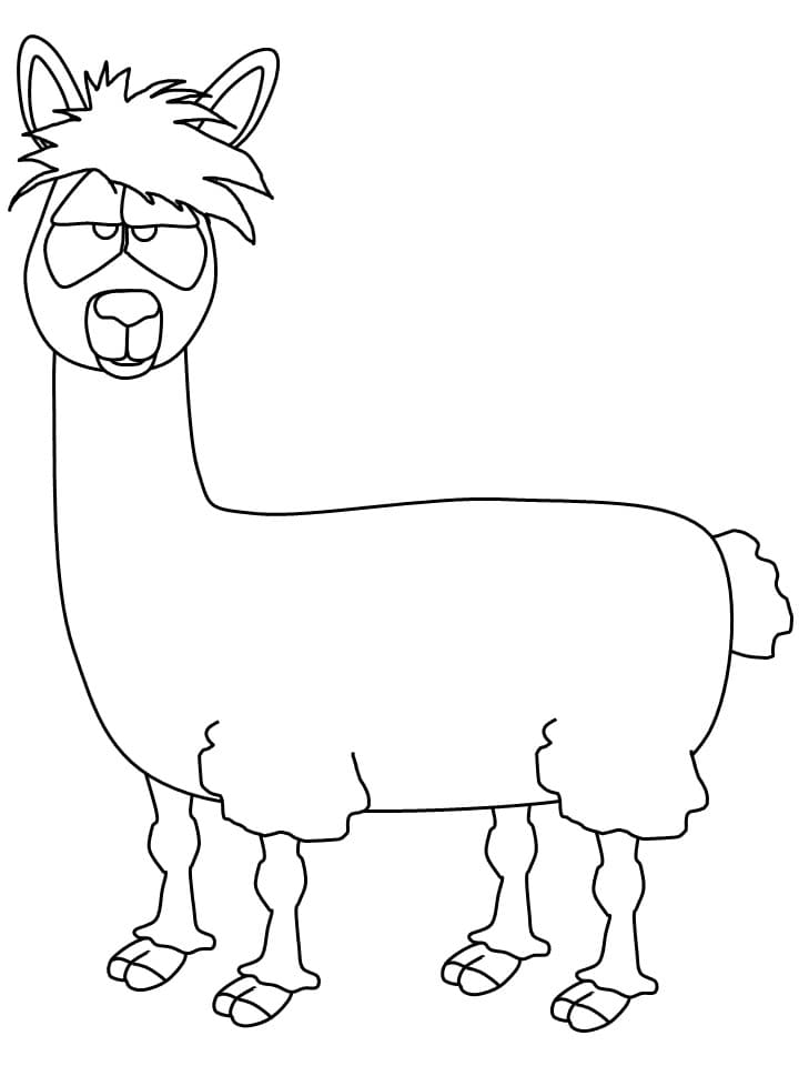 Funny Llama For Children Coloring Page