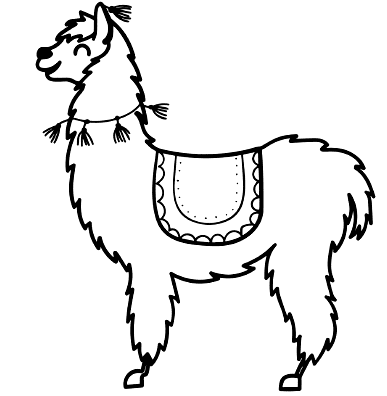 Funny Llama Picture Coloring Page