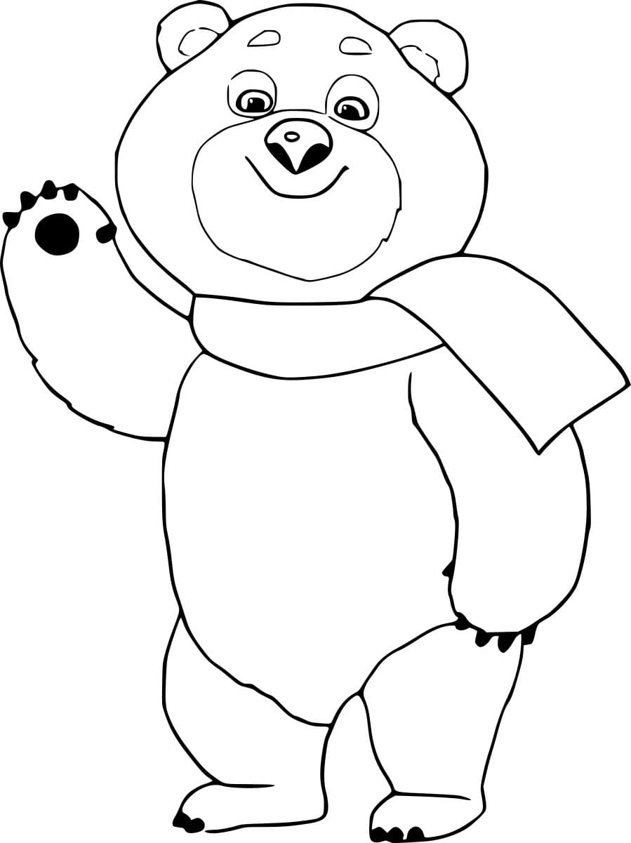 Funny Panda Waving Hand Coloring Page