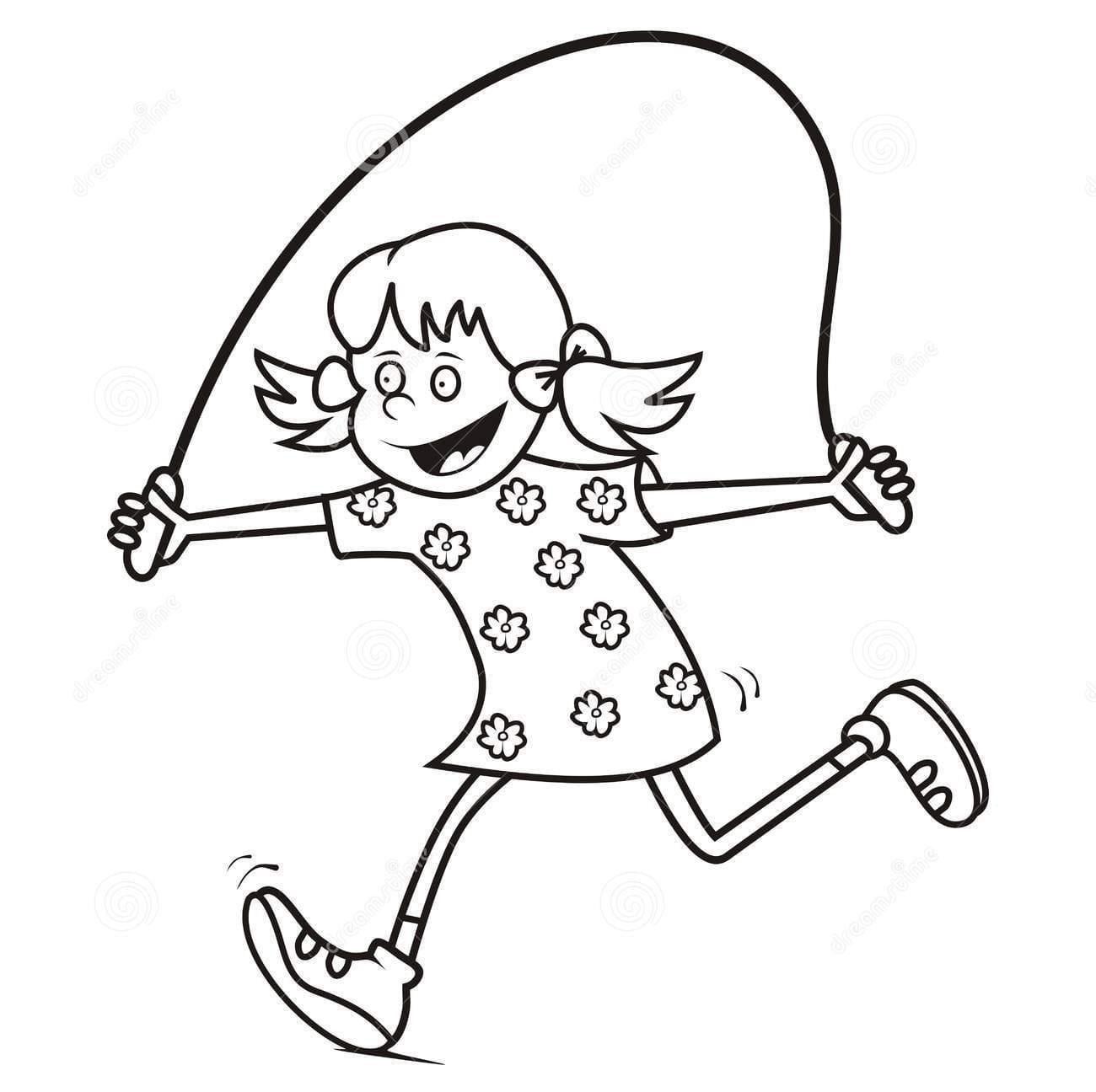 Girl And Jump Rope Coloring Page