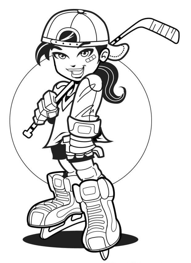 Girl Hockey Image Coloring Page