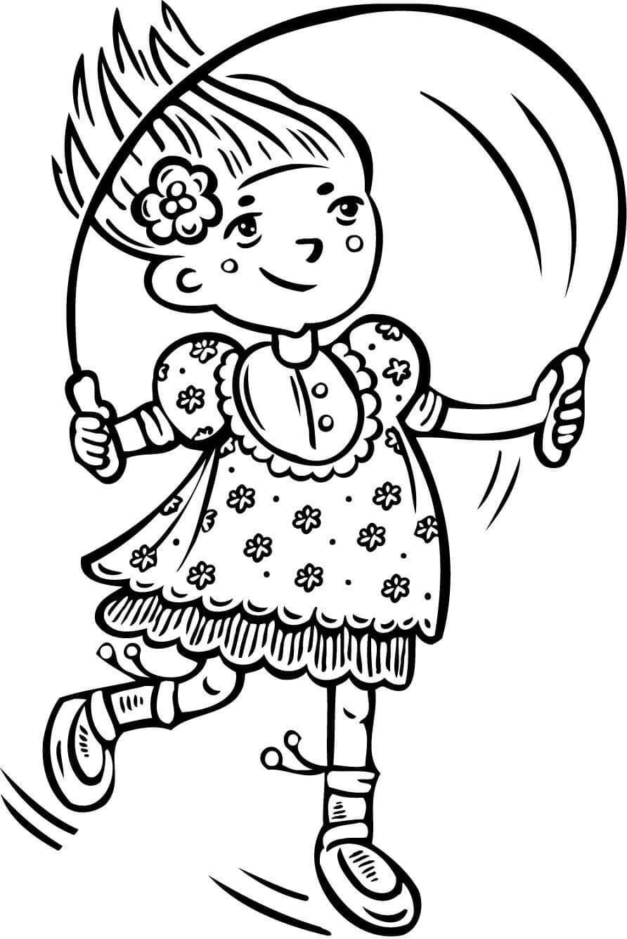 Girl Jumping Rope Coloring Page