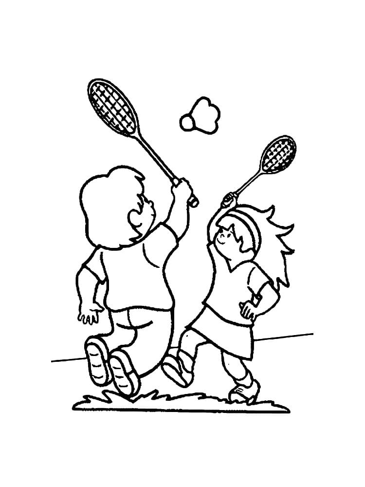 Girl Playing Badminton For Children Coloring Page