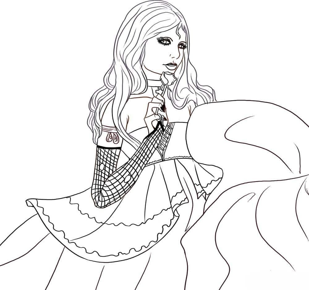 Girl Vampire For Children Coloring Page