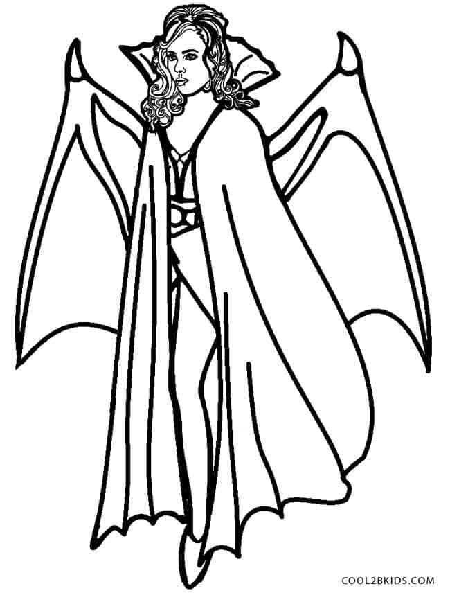 Girl Vampire For Kids Coloring Page