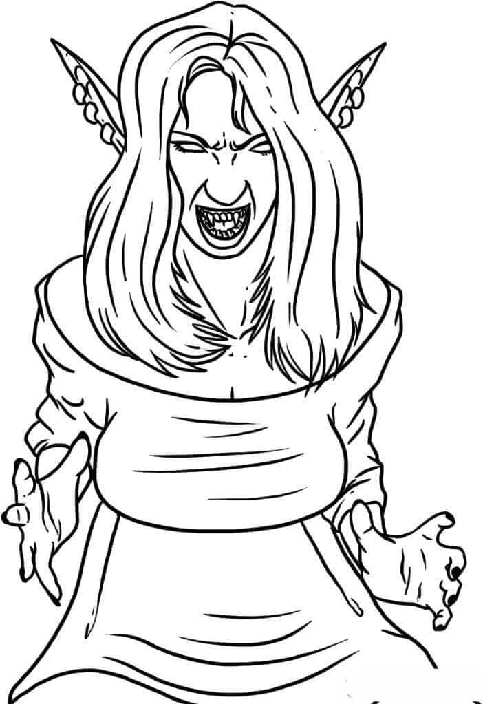 Girl Vampire Image For Children Coloring Page