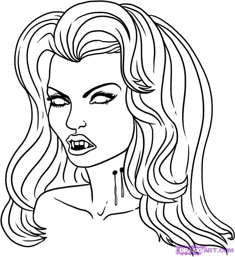 Girl Vampire Coloring Page