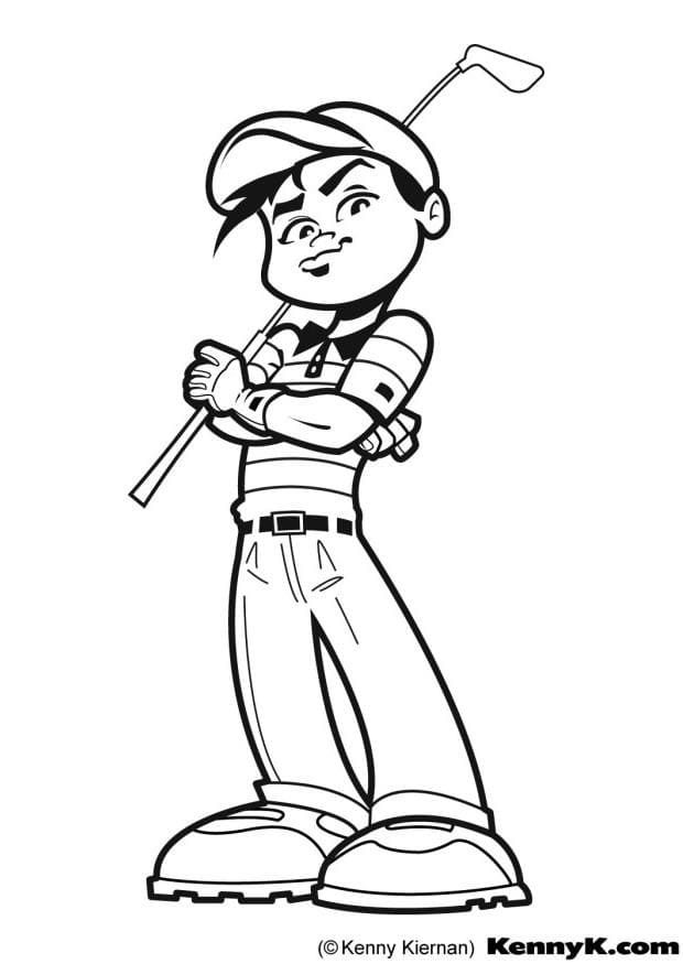 Golf Kids Coloring Page