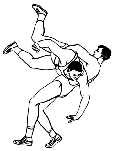 Greco Roman Wrestling Throw Coloring Page