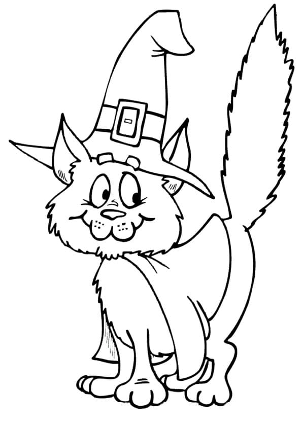 Halloween Cat Fox Coloring Page
