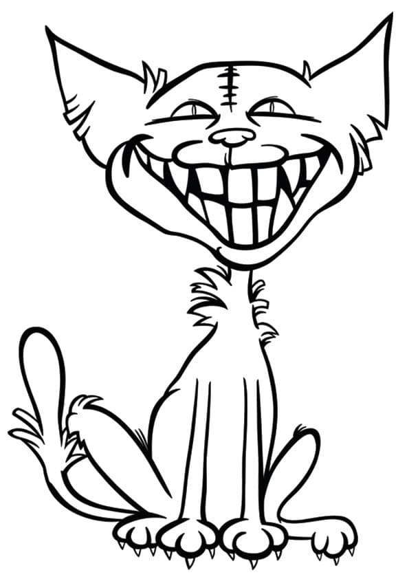 Halloween Cat Laughing Image Coloring Page