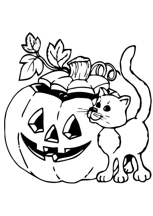 Halloween Cat Picture Cute Coloring Page