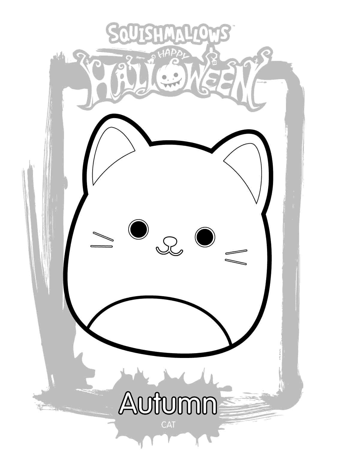 Halloween Cat Squishmallows Coloring Page