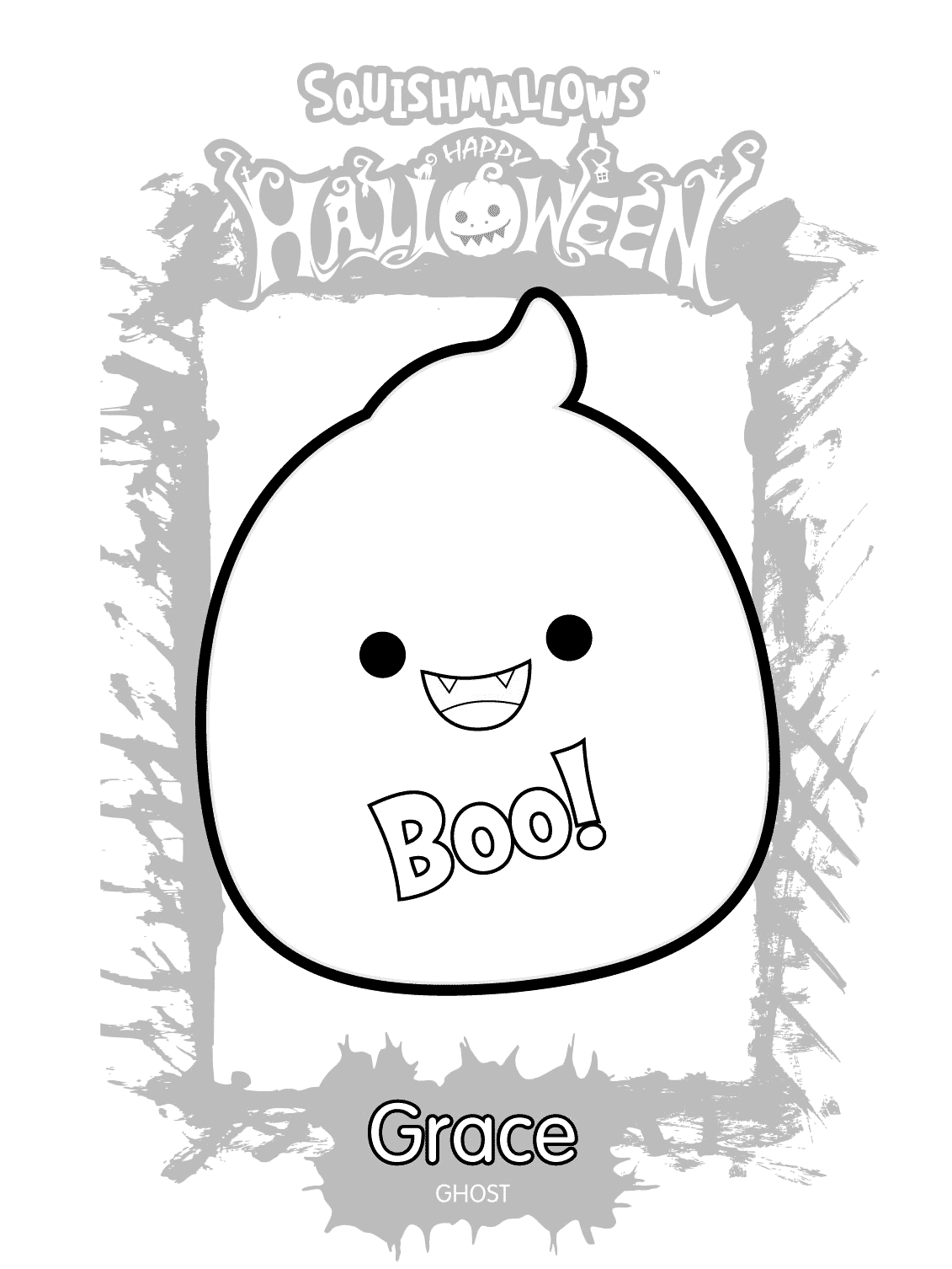 Halloween Squishmallows Ghost Grace Coloring Page
