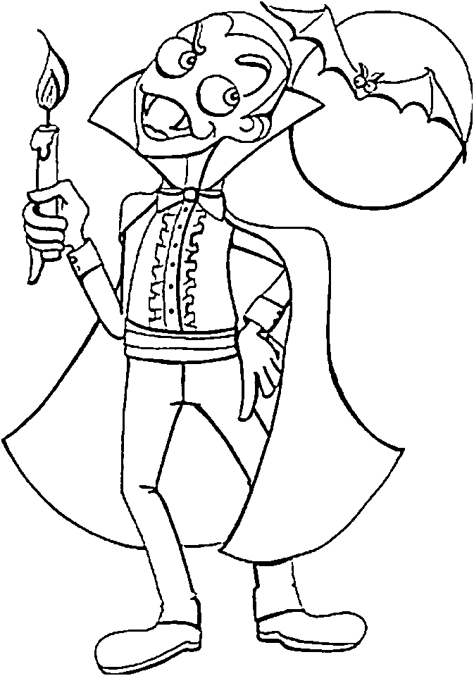 Halloween Vampire For Children Coloring Page