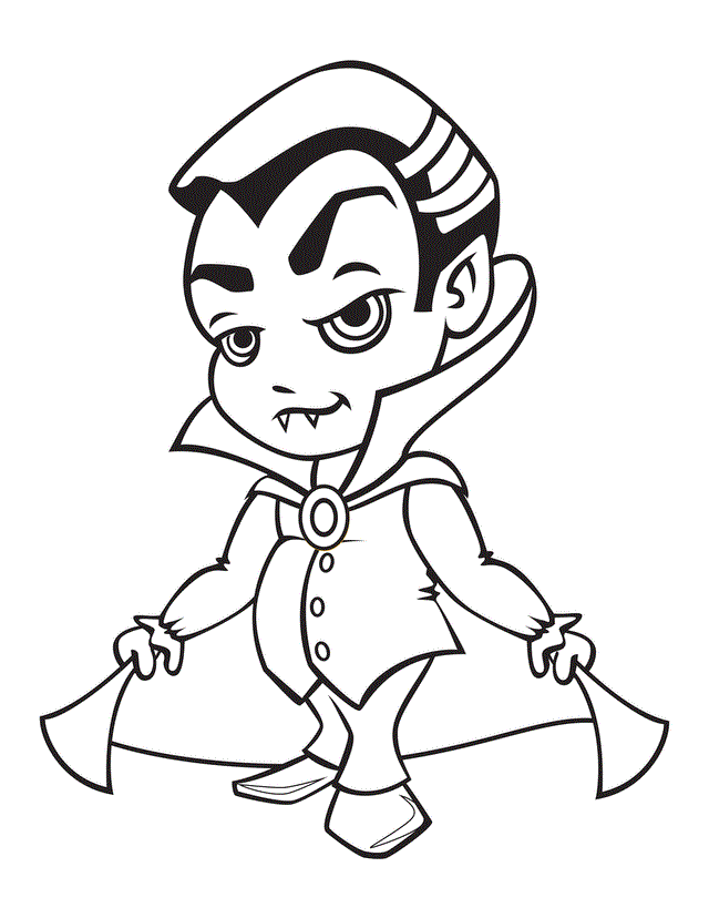 Halloween Vampire For Kids Coloring Page