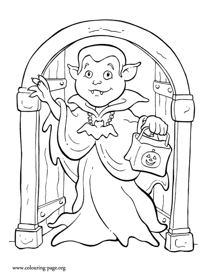 Vampire With A Trick Coloring Page
