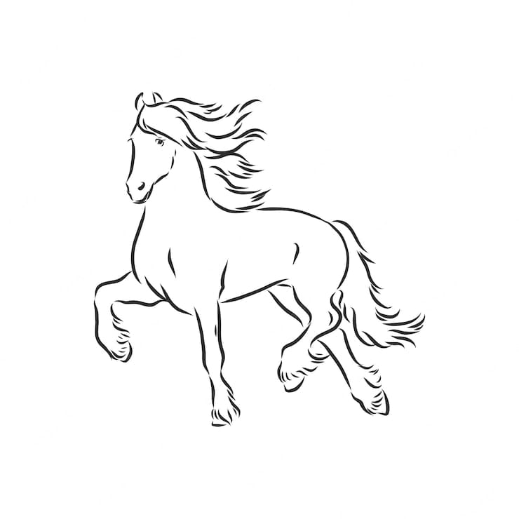 Handdrawn Horse On A White Background Heavy Horse Coloring Page