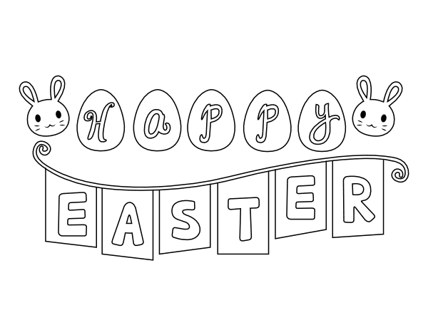 Happy Easter Banner Drawing