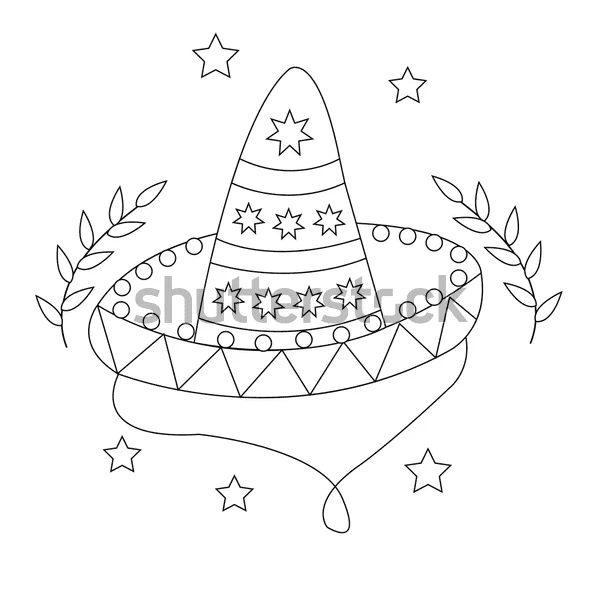 Hat Sombrero Painting Coloring Page