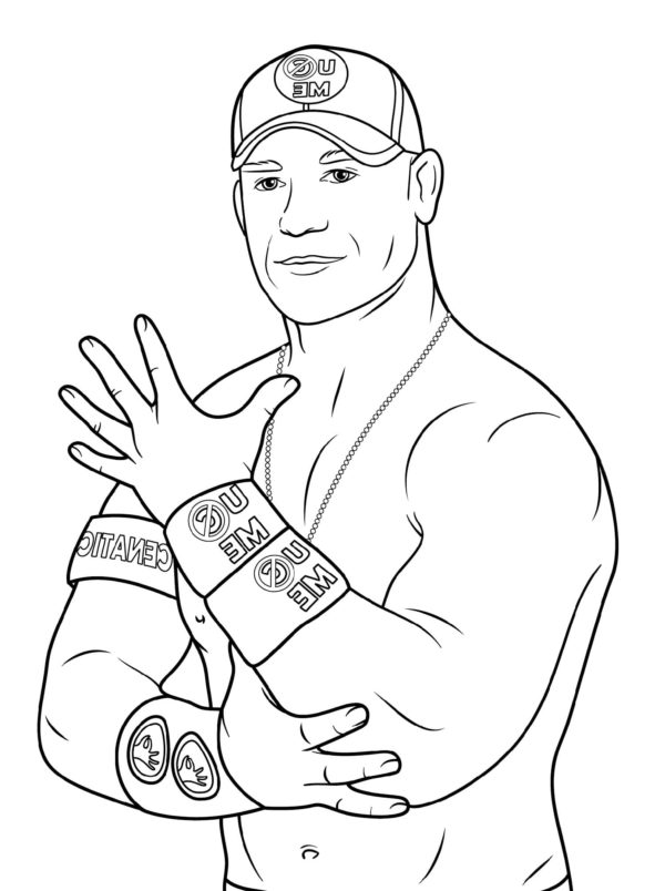 Healthy John Cena In A Cap Coloring Page