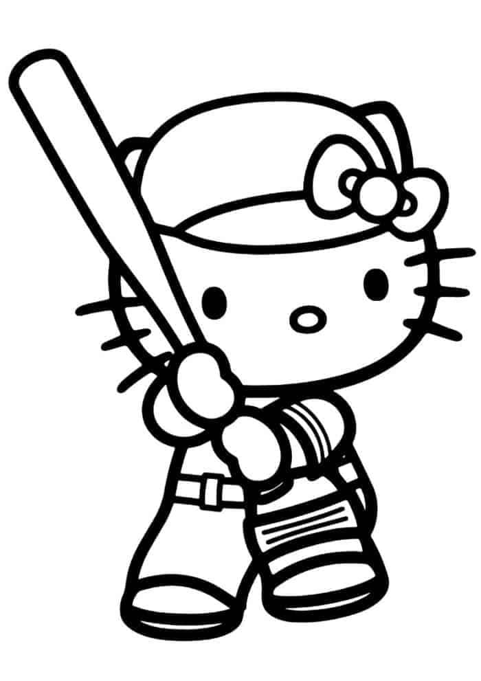 Hello Kitty Playing Softball Image