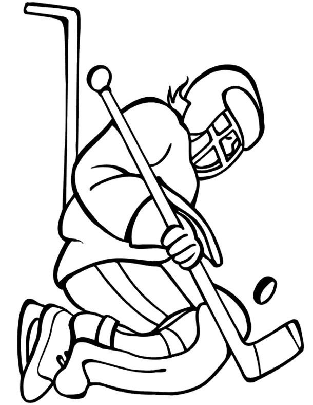 Hockey Goalie Cute Coloring Page