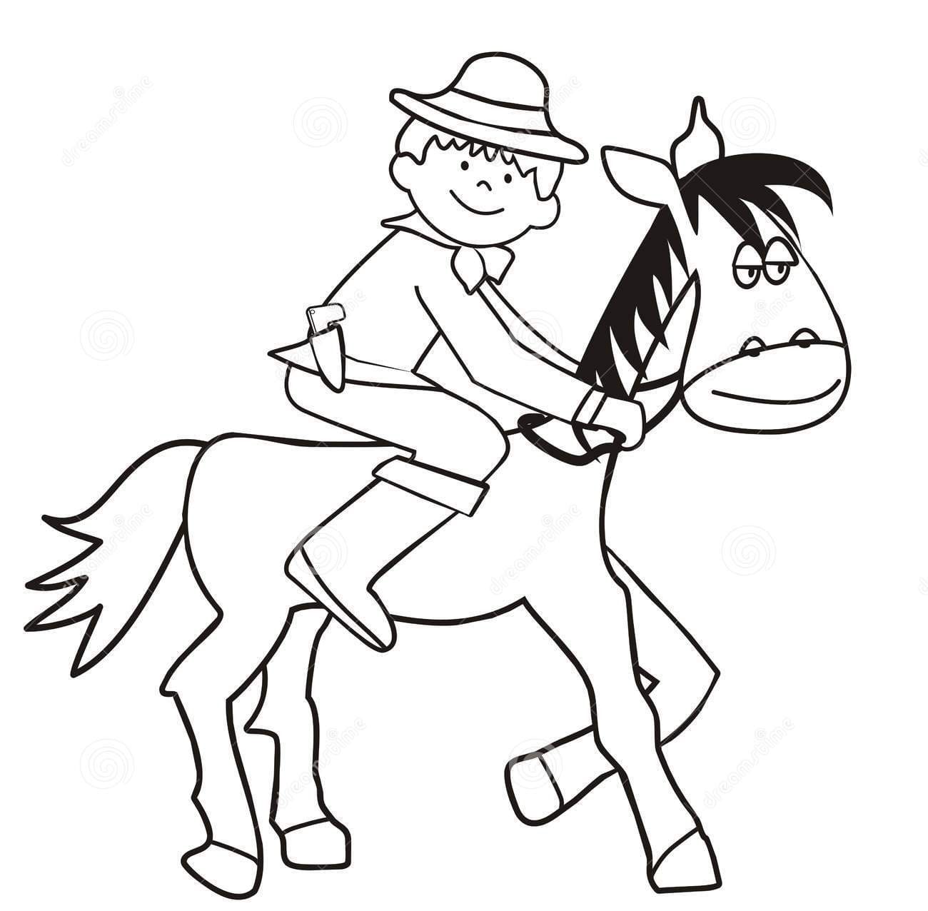 Horse And Cowboy Coloring Page