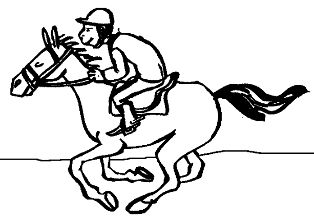 Horse Galloping Jockey Coloring Page