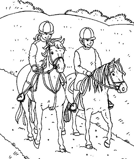 Horse Race For Children Coloring Page