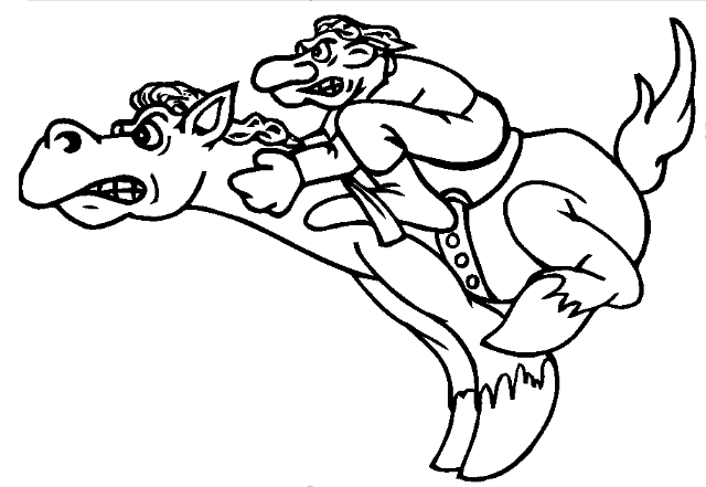 Horse Race For Kids Coloring Page