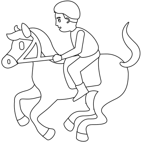 Horse Racing Emoji For Children Coloring Page
