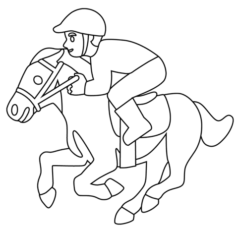 Horse Racing Emoji Coloring Page