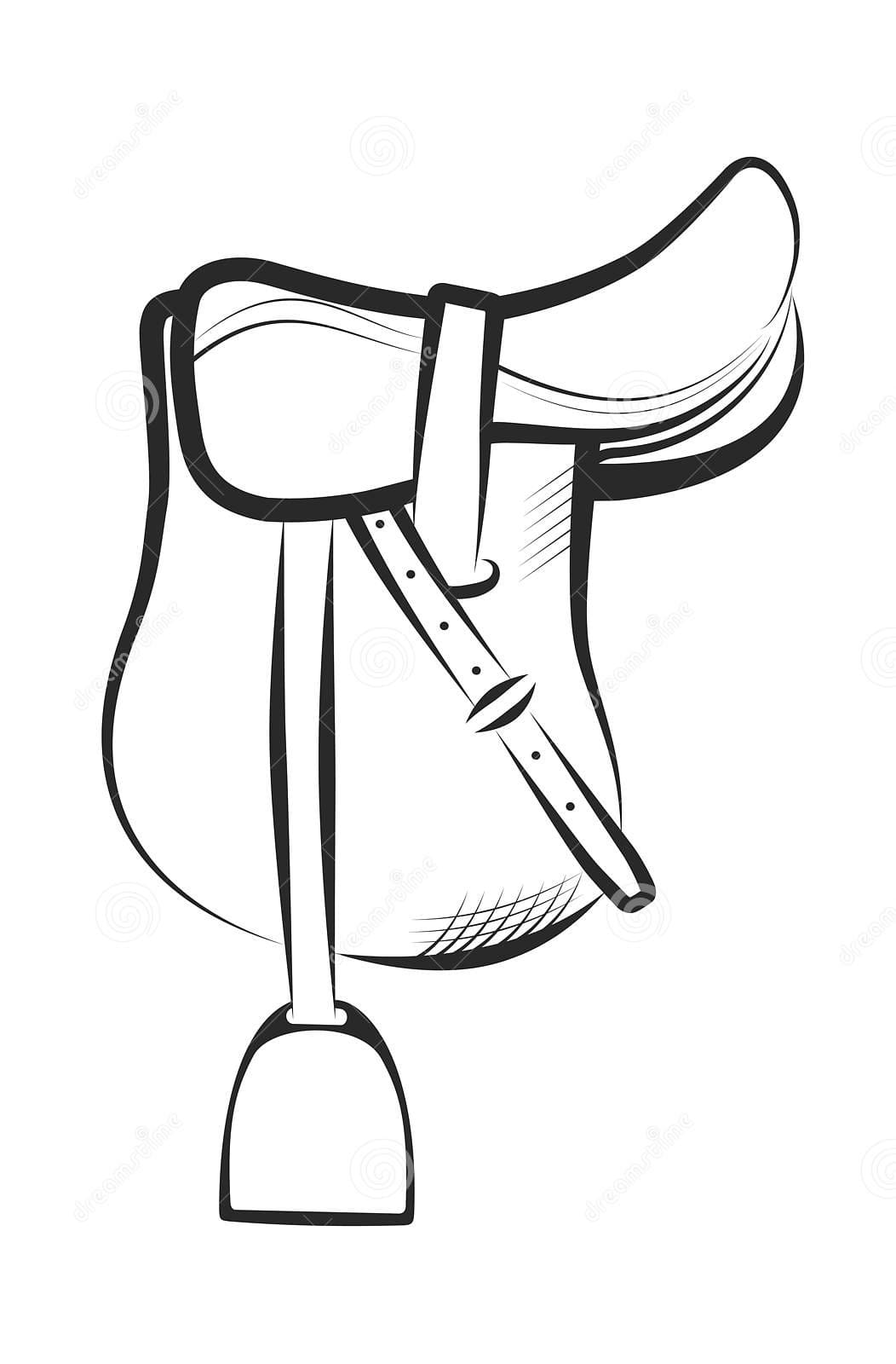 Horse Saddle On A White Coloring Page