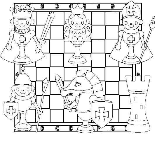 Image For Kids Chess Coloring Page